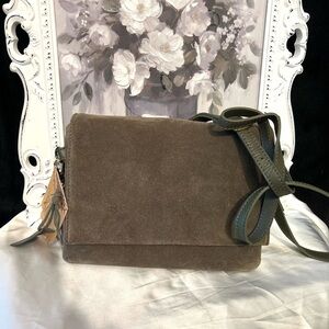 💚Hand Crafted in India, Elegant Genuine Leather & Suede Shoulder Bag 💚NWT